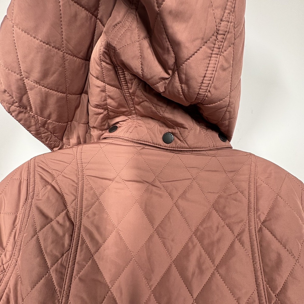 Barbour Womens Millfire Quilted‎ Jacket Size 6 Pink Tartan Zip Up Hooded Winter - Picture 9 of 14